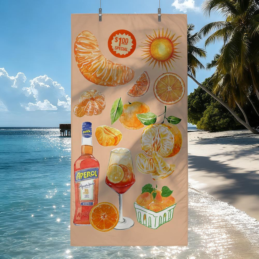 Creative Man Schnelltrocknendes Handtuch mit Aperol Spritz Motiv für Schwimmen, Yoga und Fitness, B: 80 cm, H: 130 cm - Bild 2