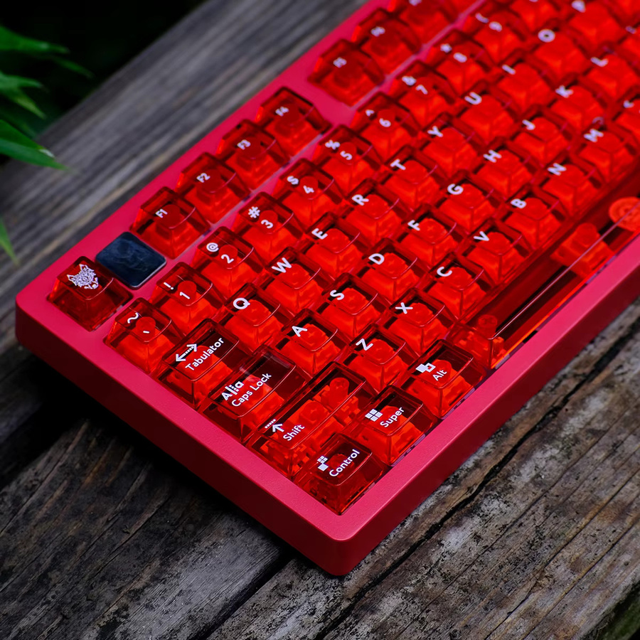 Aifei Keycap Set Transparent Cherry Profile mit 114 Tasten für Cherry MX Switches, PC, Farben: Transparent, Schwarz, Rot - Bild 3