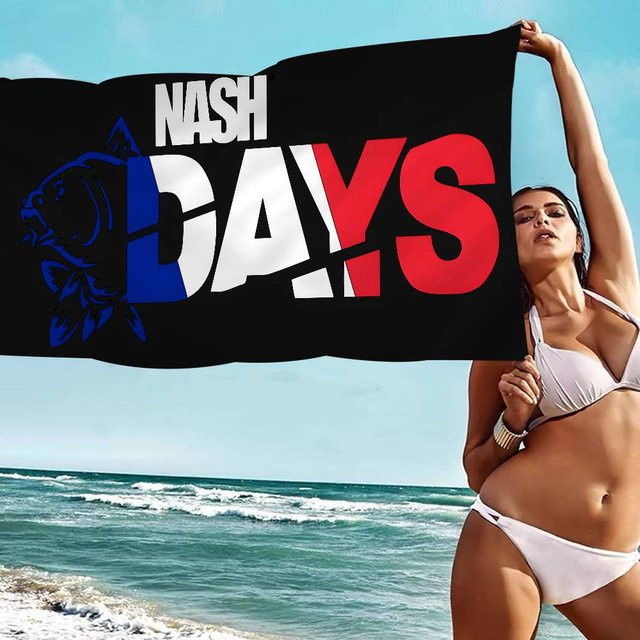 Nash Fishing Logo Mikrofaser-Strandtuch aus Polyester und Baumwolle, schnelltrocknend und super saugfähig, Schwarz, B/T/H: 76 x 182 cm - Bild 1