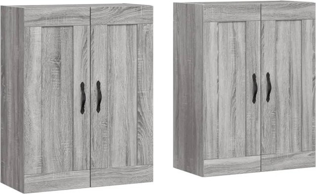 vidaXL Wandschränke 2er-Set in Grau Sonoma, Holzwerkstoff und Aluminiumlegierung, B/T/H: 90,0 x 34,0 x 69,5 cm - Bild 1