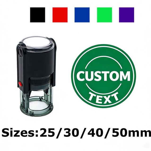 Personalisierter runder Logo-Selbstfärbestempel in Schwarz für DIY-Umschläge und Karten - Bild 1