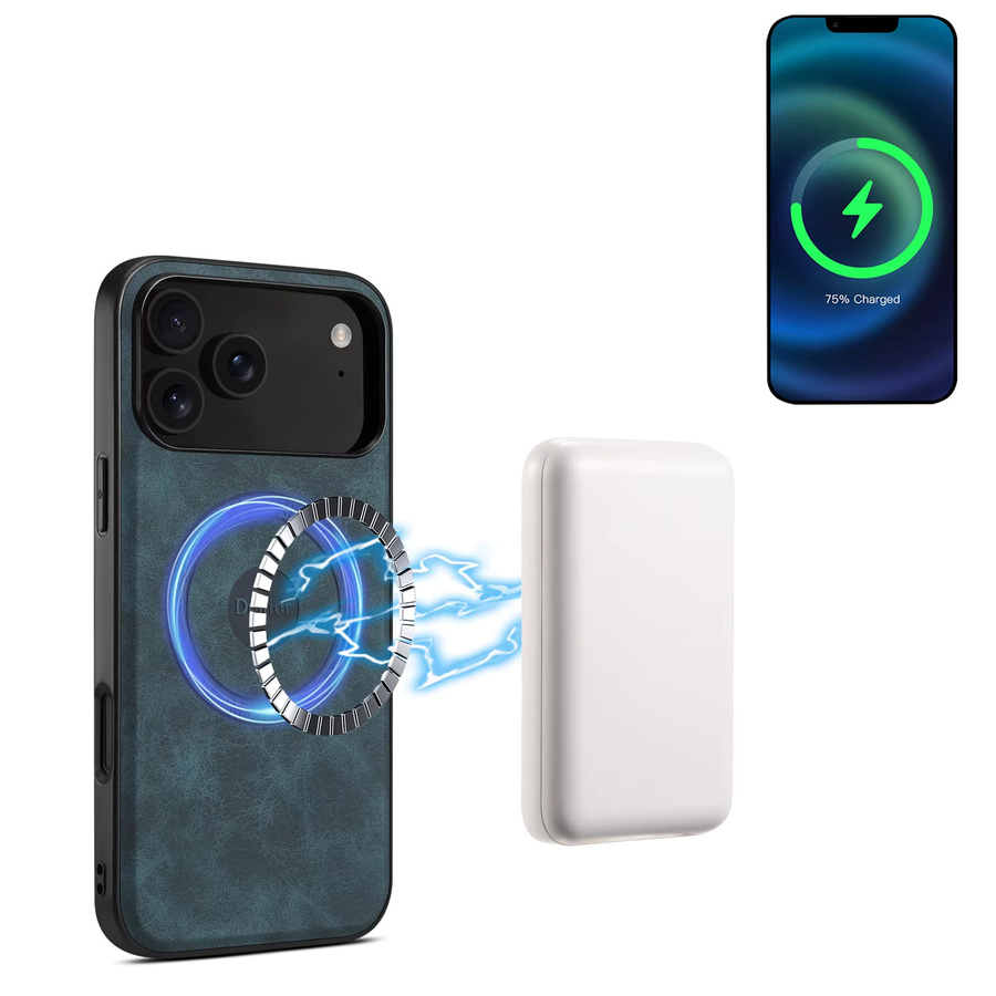 Denior Retro MagSafe Magnetische Kabellose Ladehülle aus PU-Leder für iPhone 17 Air, 16, 15, 14, 13, 12 Pro Max Serie in Braun - Bild 3
