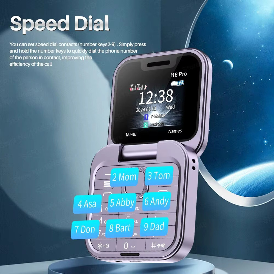SERVO I16 Pro Mini Fold Klapphandy 2G GSM Dual SIM in Purple mit Video Player und 3,5mm Jack - Bild 4