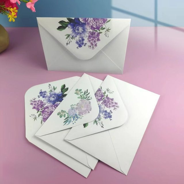 50-teiliges minimalistisches Blumenumschlag-Set aus Papier in Weiß für romantische Liebesbriefe und literarische Hochzeitseinladungen - Bild 1