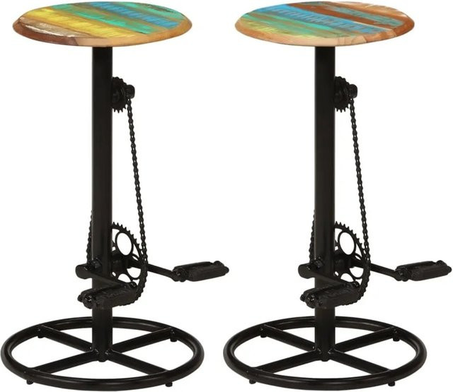 vidaXL Barhocker 2er Set aus Massivholz und Stahl in Mehrfarbig - Bild 1
