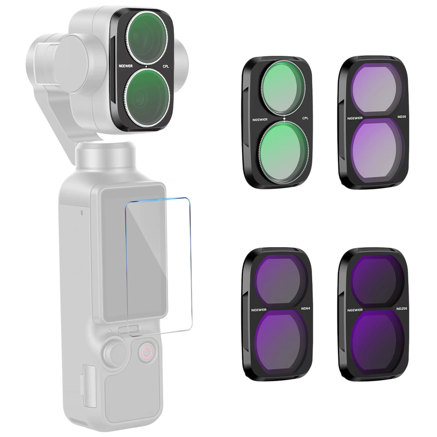 NEEWER CPL und ND Filterset für DJI Osmo Pocket 4P in Schwarz mit ND16, ND64 und ND256 Zirkularpolarisator für deine Actionkamera - Bild 4