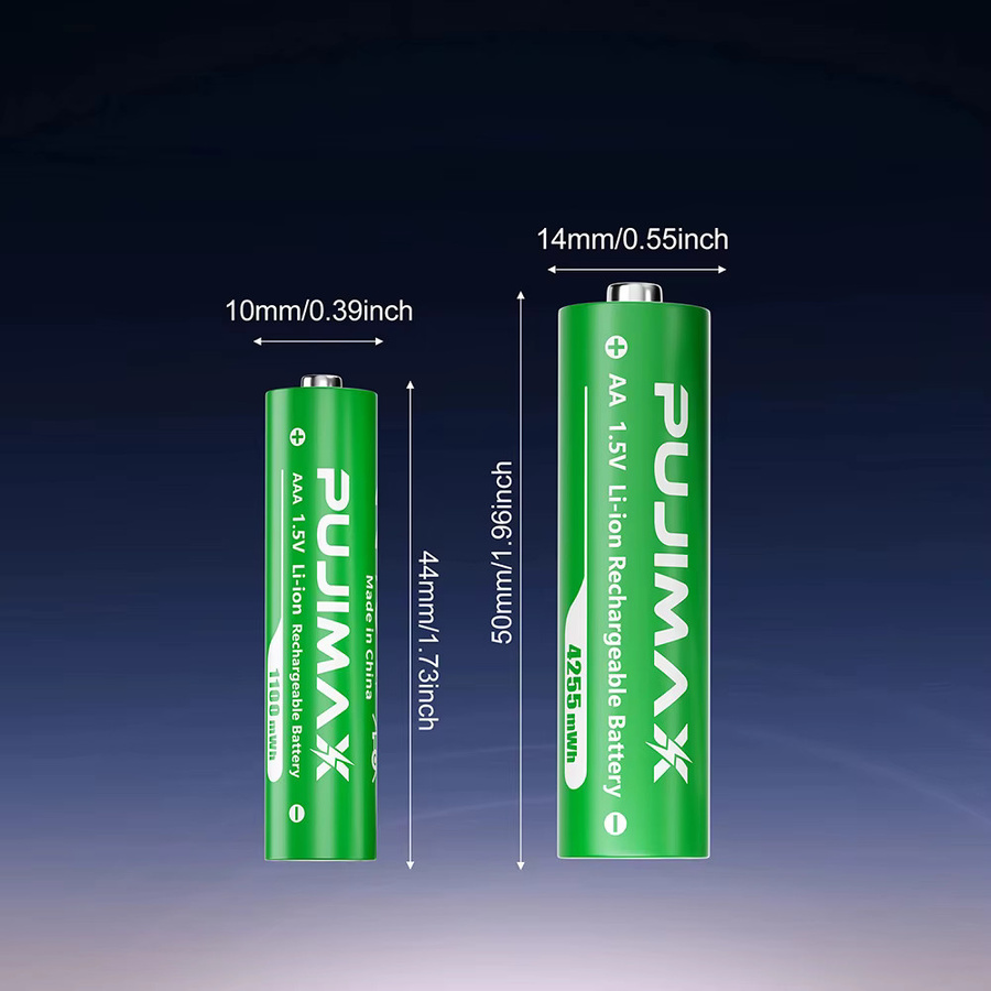 PUJIMAX Lithium-Ionen-Akkus Set in Grün mit hoher Kapazität: AA 1,5V 4255mWh und AAA 1100mWh für Fernbedienungen, Mäuse und Spielzeuge - Bild 2
