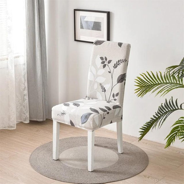 6er-Set elastische Stuhlhussen mit Blumenmuster von Household supplies MH, Stretch-Sitzbezüge aus Polyester für Esszimmerstühle - Bild 1
