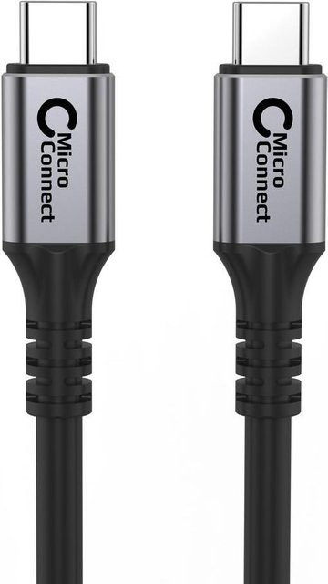MicroConnect Premium USB-C auf USB-C Kabel, USB 3.2 Gen 2, 100 W Stromversorgung, 4K 60 Hz Support, Schwarz, Länge: 2,0 m - Bild 1