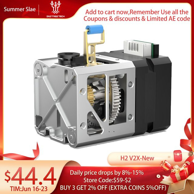 Biqu H2 V2X Direkte Extruder Hotend Dual Gear Higher Flow in Silber für FDM 3D-Drucker wie Voron 2.0, Ender 3 oder B1 BX - Bild 1