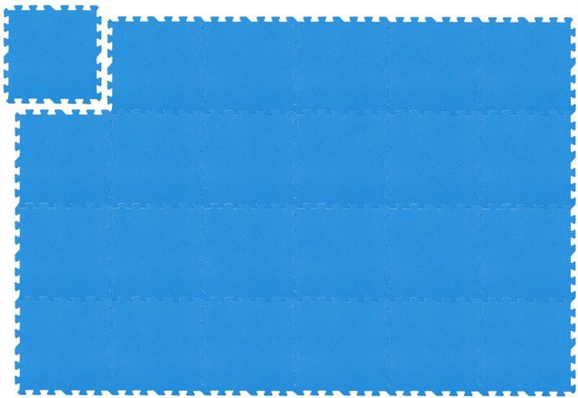 Relaxdays Bodenschutzmatte 24er Set aus Schaumstoff in Blau, stoßdämpfend und schalldämmend, B/T/H: 30 x 30 x 1 cm - Bild 1