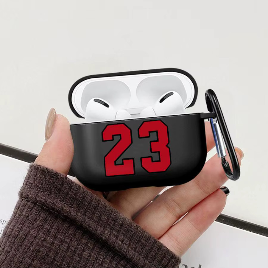 Schutzhülle im Basketball Nr. 23 Design für Apple AirPods 1, 2, 3, 4 und Pro 1, 2, 3 in Schwarz - Bild 4