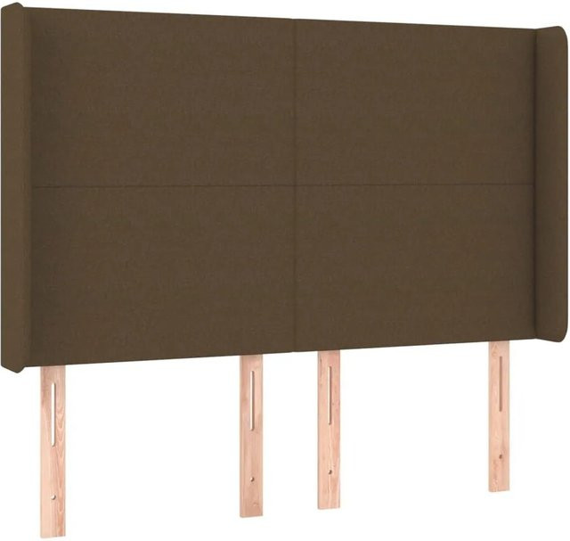 vidaXL Kopfteil mit Ohren in Dunkelbraun aus Stoff, B/T/H: 147 x 16 x 118/128 cm - Bild 1