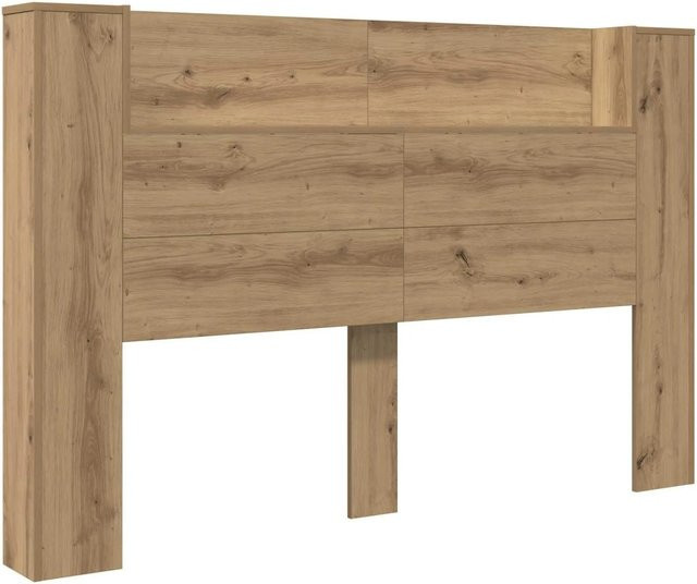 vidaXL Kopfteil-Schrank mit LED und integriertem Regal in Artisan-Eiche, Braun, B: 160 cm, T: 16,5 cm, H: 103,5 cm - Bild 1