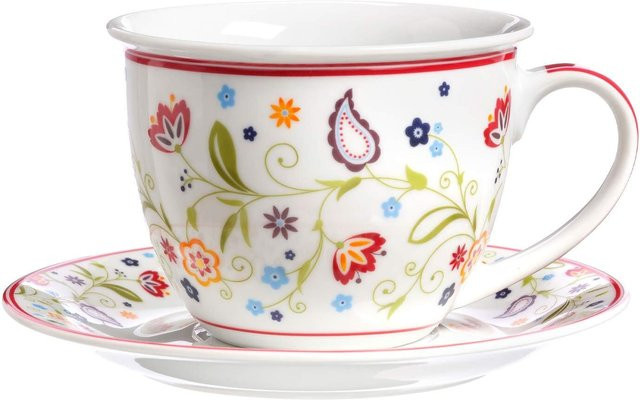 Ritzenhoff & Breker Milchkaffee Tasse mit Untertasse Shanti floral Multicolour 350 ml - Bild 1