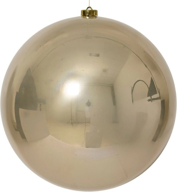 Decoris Weihnachtskugel Perlmutt in Weiß und Gold, bruchsicher, Durchmesser: 25 cm - Bild 1