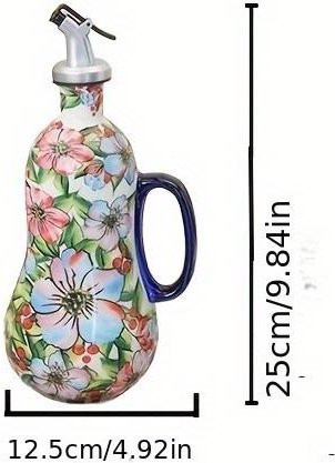 YC Direct Keramik-Öltopf mit handbemaltem floralem Design und Griff in Grau/Mehrfarbig - Bild 1