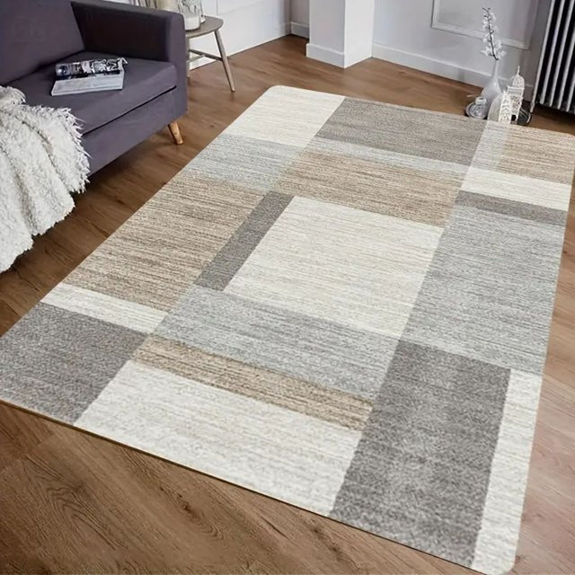 VIKAMA Minimalistischer Patchwork-Teppich in modernem Design, rutschfest und schmutzabweisend, Bodenmatte für Wohnzimmer und Schlafzimmer - Bild 1