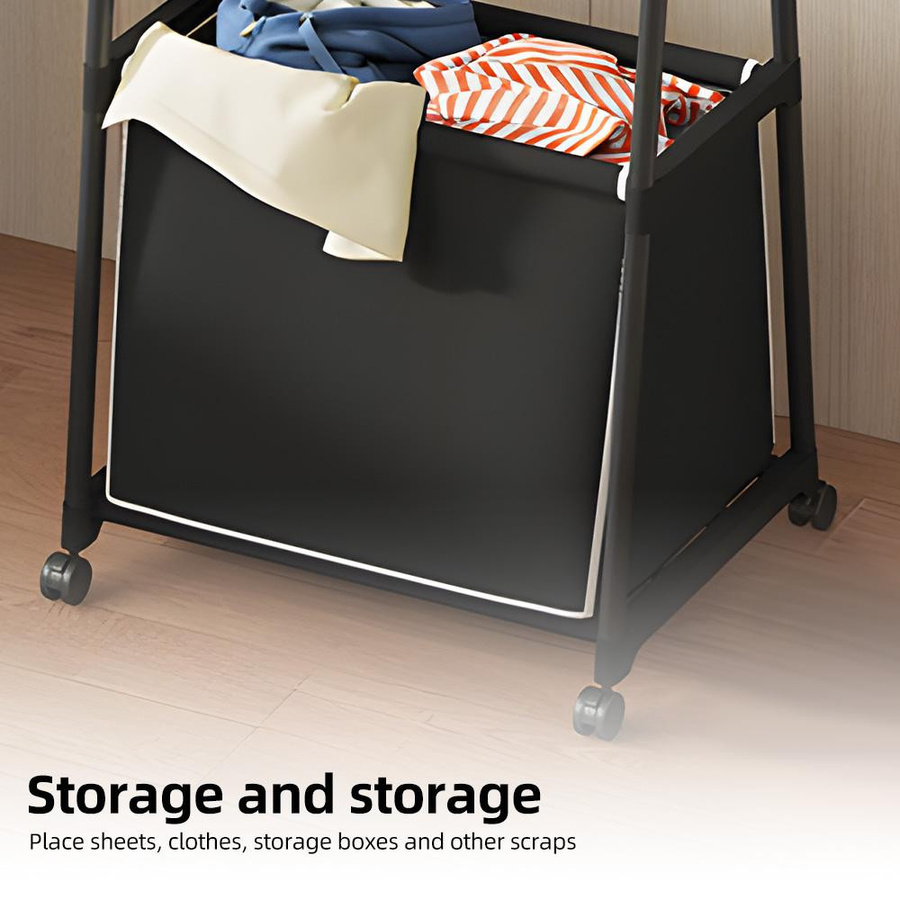 Artleeh Kleiderständer mit Aufbewahrungstasche und Rollen, 2-in-1 Kleider-Organizer aus Metall, Weiß - Bild 2