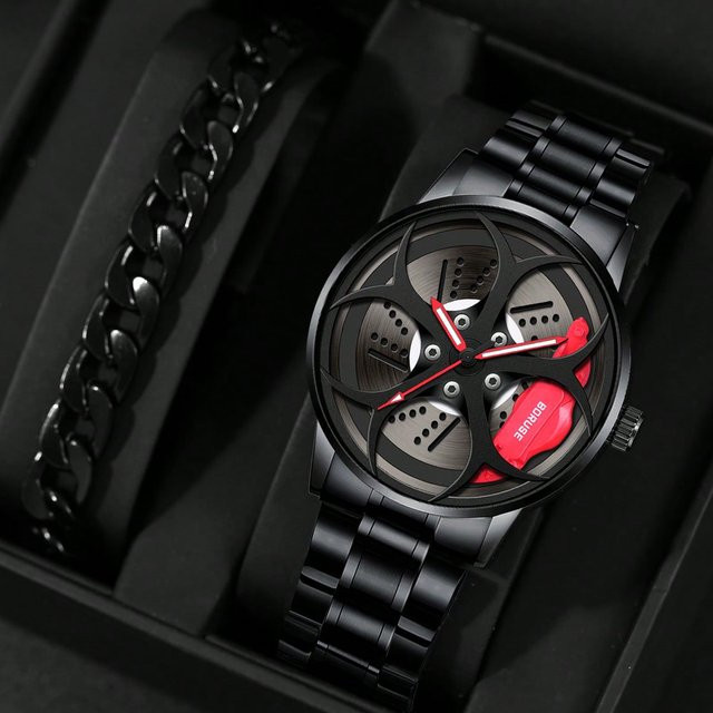 DIJANES Armbanduhr Quarz, Edelstahl, Schwarz, Herren - Bild 1