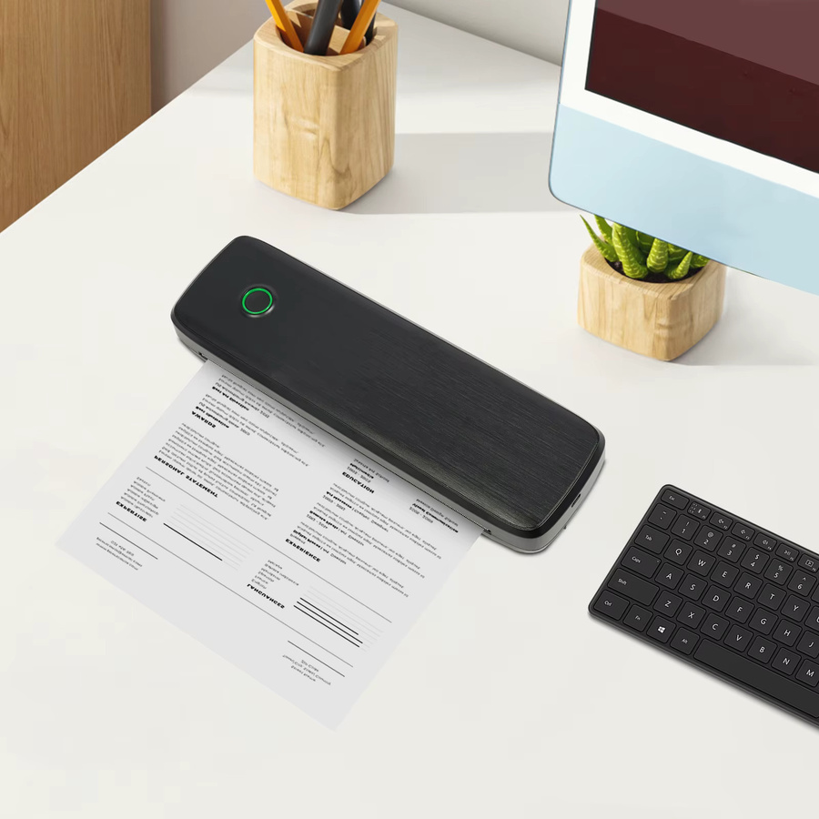 Tragbarer A4-Thermodrucker mit Bluetooth für Smartphone und PC, kabelloser Tattoo-Transferdrucker in Schwarz - Bild 1