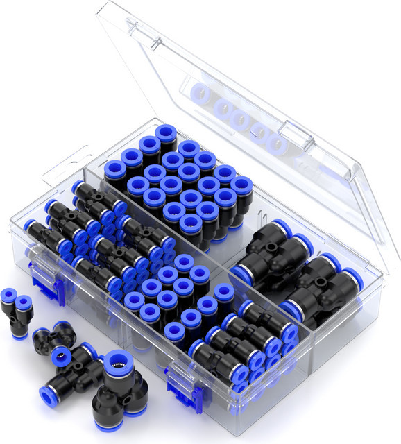 SteelShadow Pneumatik-Schlauchverbinder-Set für Luft und Wasser mit den Größen 4 mm, 6 mm, 8 mm, 10 mm und 12 mm für den industriellen Einsatz - Bild 1