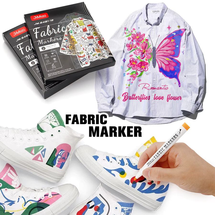 Jimiao Textilpigmentmarker Set mit feiner Spitze, wasserfest und abwaschbar, mehrfarbig - Bild 6