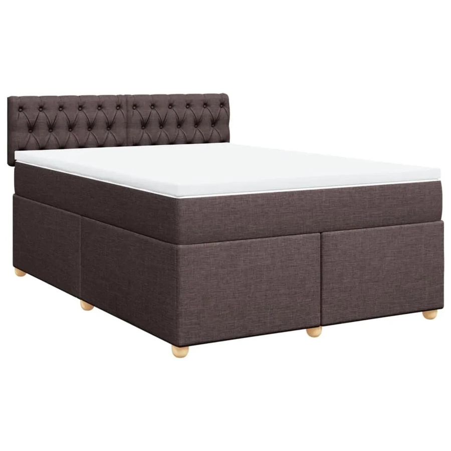 vidaXL Boxspringbett mit Matratze Hybrid-Design in Dunkelbraun und Weiß, B/T/H: 160 x 200 x 100,5 cm - Bild 2