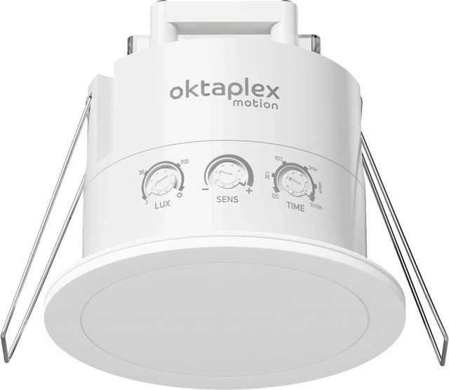Oktaplex Noa HF Präsenzmelder Weiß, 360 Grad Deckenbewegungsmelder IP65 Unterputz mit 6m Reichweite, 230V - Bild 1