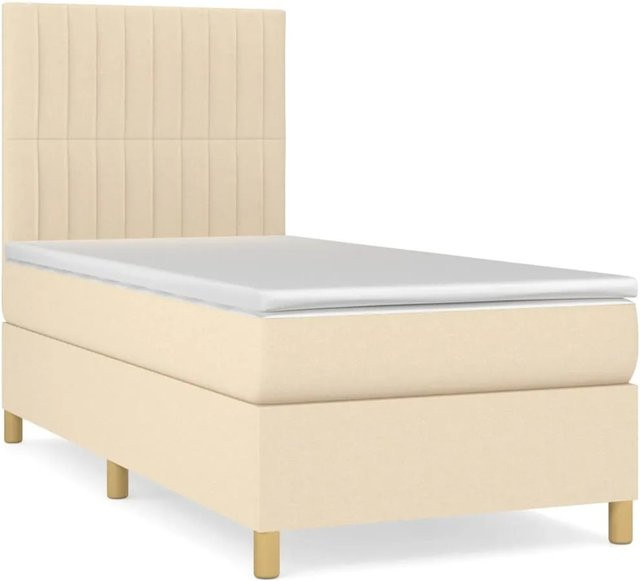 vidaXL Boxspringbett mit Matratze in Beige, Hybrid-Bett mit Taschenfederkern aus Stoff, B/T: 100 x 200 cm - Bild 1