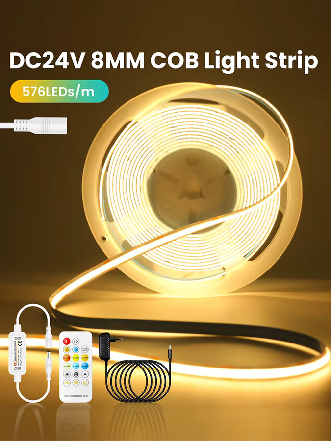 GAHADA CCT COB LED-Streifen 24 V mit Fernbedienung, flexibles Band WW NW CW 2700–6500 K, dimmbare lineare Beleuchtung mit 576 LEDs/m - Bild 6
