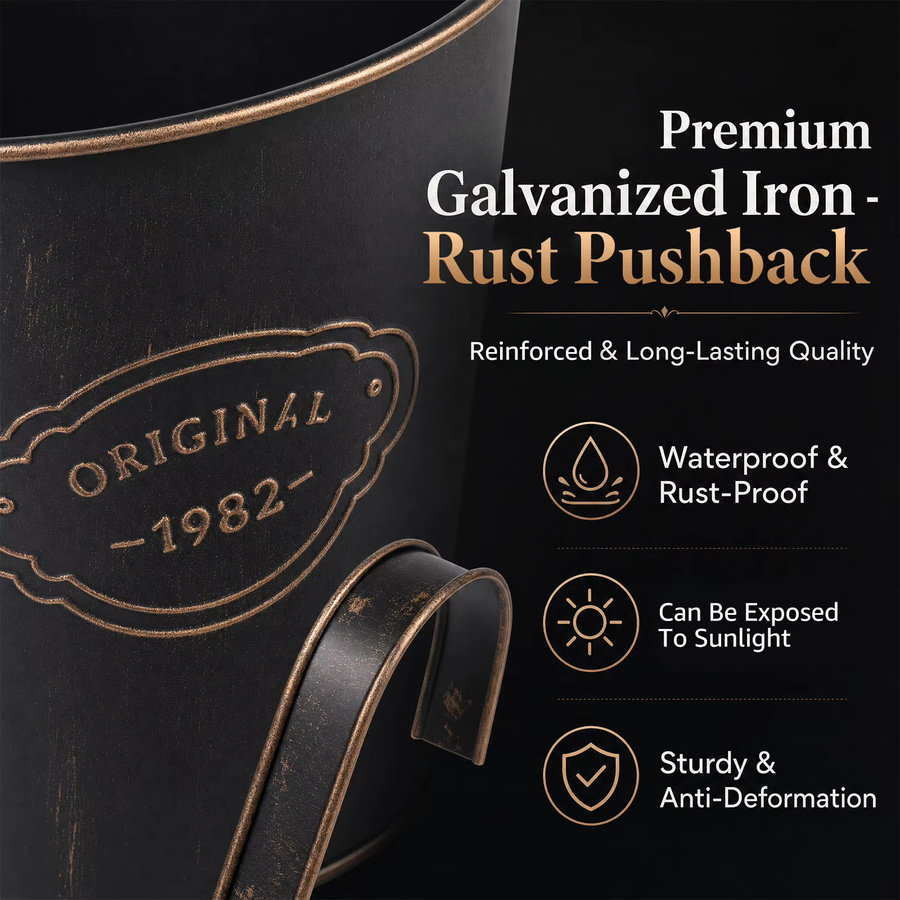 4er-Set Willstar Metall-Blumentöpfe zum Aufhängen in Schwarz für Balkonzaun und Wand, Wandhängende Pflanzgefäße mit abnehmbaren Haken für Innen und Außen - Bild 3