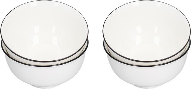 Aimo Keramik Suppenschüssel und Nudelschüssel Set, 4 Stück, Weiß, Durchmesser: 15,24 cm - Bild 1