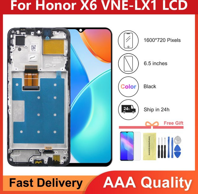 Sinmaytai LCD Touchscreen Display Baugruppe mit Rahmen für Honor X6 VNE-LX1 VNE-LX2 in Schwarz, 6.5 Zoll - Bild 1