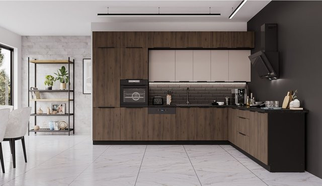 Winkelküche MONZA ARONA Eckküche in Kaschmir mit XL Stauraum, B/T/H: 350 x 290 cm - Bild 1