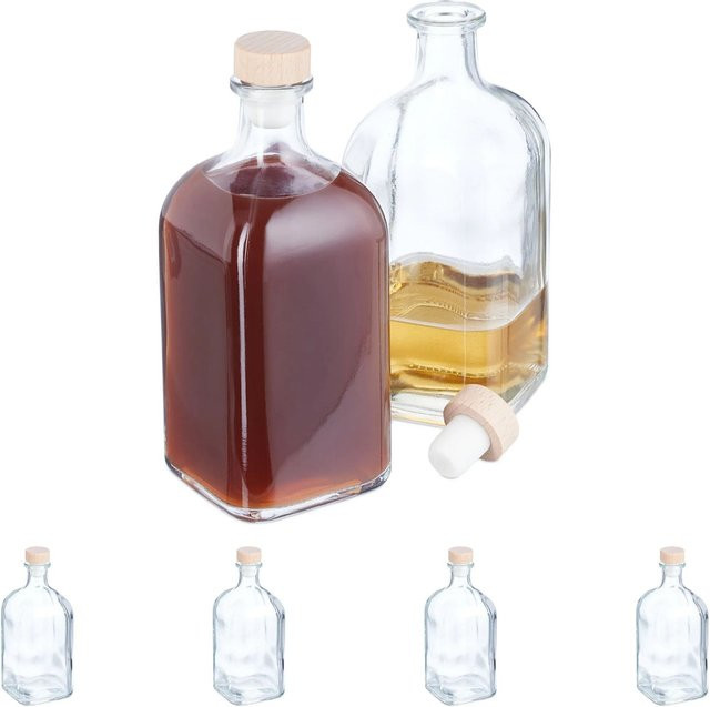 Relaxdays 6er Set Glasflaschen transparent, luftdicht, 500 ml pro Flasche - Bild 1