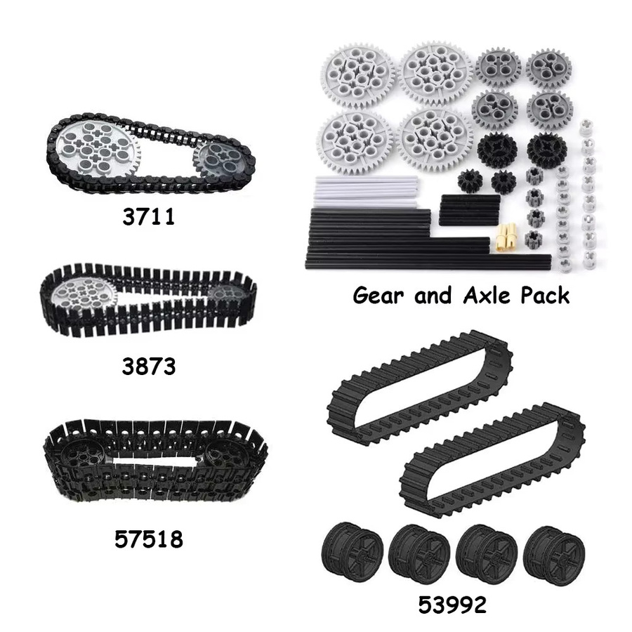 Stemedu DIY Spielzeug Moc technische Schienen Räder Pack Zahnräder und Achssatz Tankkette Crawler, Zubehör - Bild 2