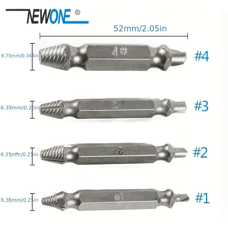 newone Schraubenextraktor Set zum Entfernen von gebrochenen Bolzen und beschädigten Schrauben in Silber - Bild 3