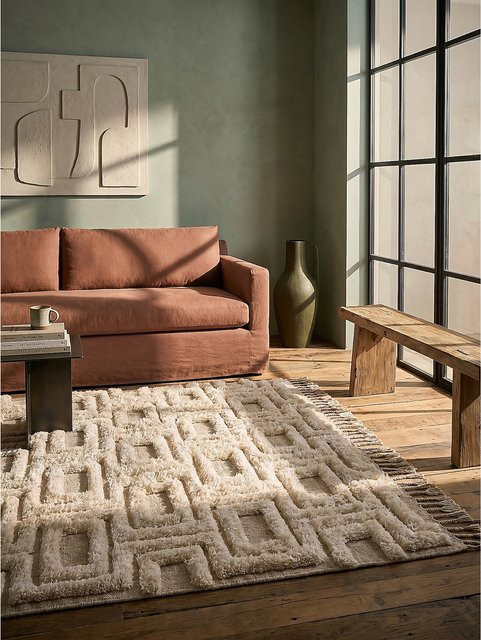 Wollteppich Kadima Design COPSE mit geometrischem Muster in Beige, B/T: 120 x 170 cm - Bild 1