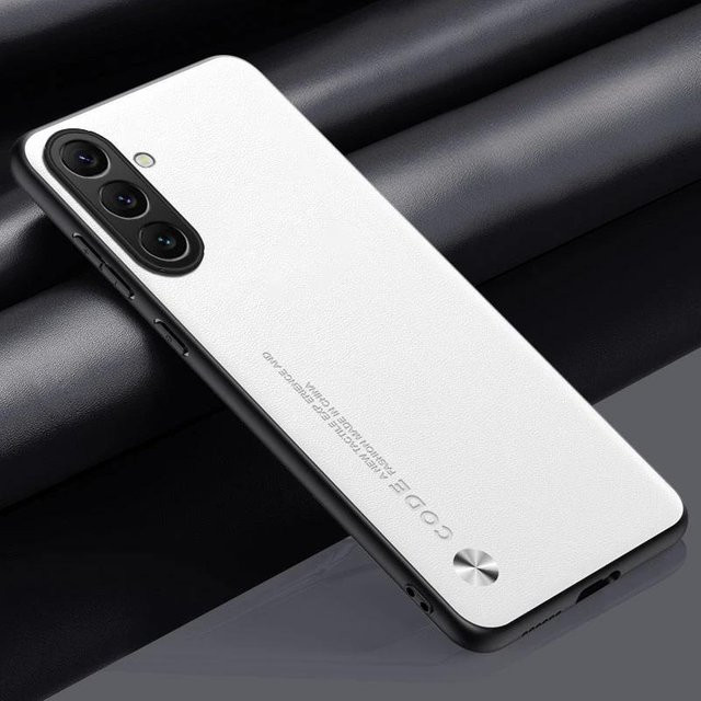 Schutzhülle aus PU-Leder für Samsung Galaxy A56 A36 A26 A16 A05S A55 A35 in Weiß mit mattem Silikon-Stoßfänger - Bild 1