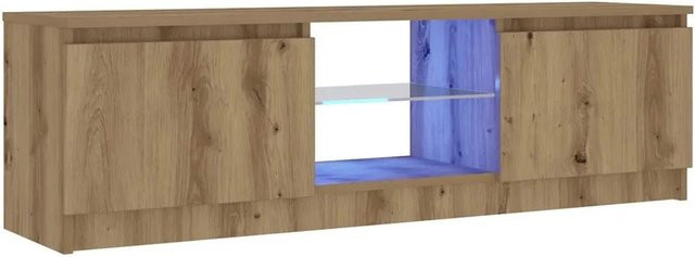 vidaXL TV-Schrank mit LED-Leuchten in Artisan-Eiche, Farbe: Braun, B/T/H: 120 x 30 x 36 cm - Bild 1