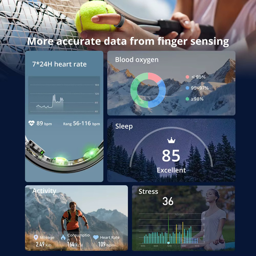 COLMI R03 Smart Ring Ladegehäuse für Männer und Frauen in Schwarz mit Gesundheitsmonitor und IP68 sowie 5ATM Wasserdichtigkeit - Bild 2