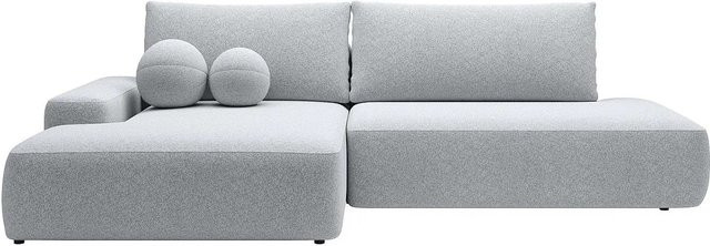 Vente-unique Schlafsofa Daviso in Hellgrau mit L-Form und Schlaffunktion aus meliertem Stoff - Bild 1