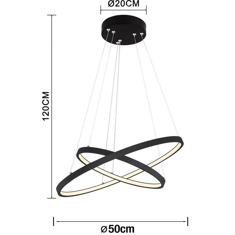Pocoline Pendelleuchte Agneta in Schwarz aus Metall und Kunststoff mit LED und Fernbedienung, Durchmesser: 50 cm - Bild 2