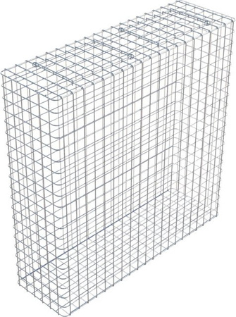 Gabiona Drahtgitterkorb aus feuerverzinktem Stahl in Silber, B/T/H: 102 x 102 x 32 cm