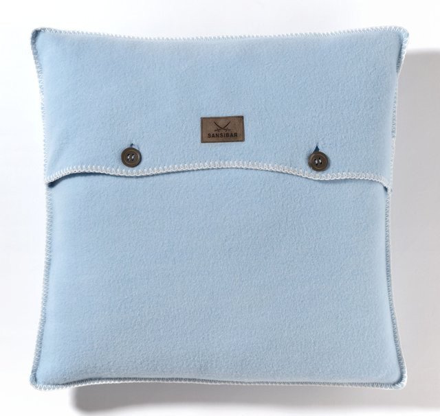 Kissenhülle SANSIBAR in Blau mit grafischem Design aus Polyester und Viskose, 45 x 45 cm - Bild 1