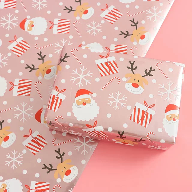 Runtow Weihnachtsgeschenkpapier mit Weihnachtsmann und Elch Motiven für Weihnachten und Silvester - Bild 1