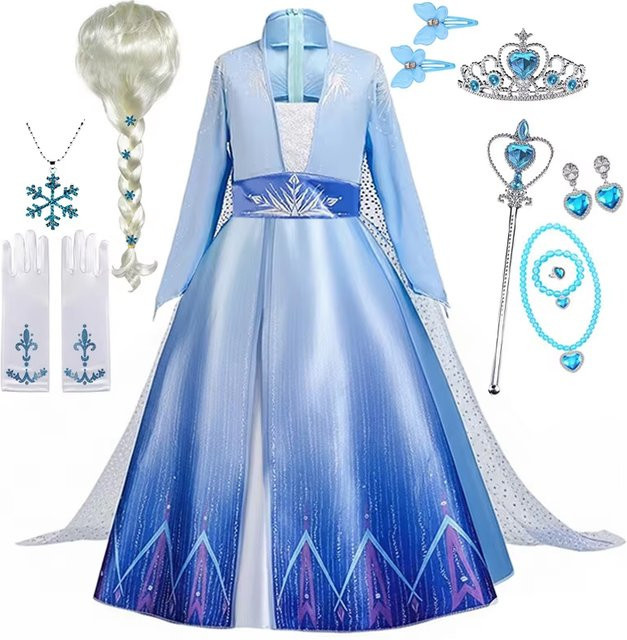 TONGTONGMI Die Eiskönigin Elsa Prinzessinnen-Kostüm, Blau, Textil - Bild 1