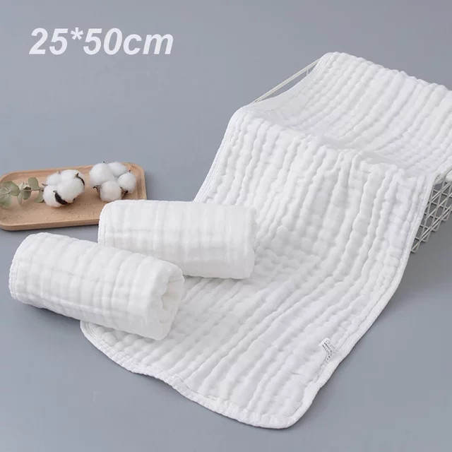 DUTRIEUX Musselin-Handtuch für Neugeborene aus 100 % Baumwolle, weiß, B/H: 25 x 50 cm, 3er-Set - Bild 1