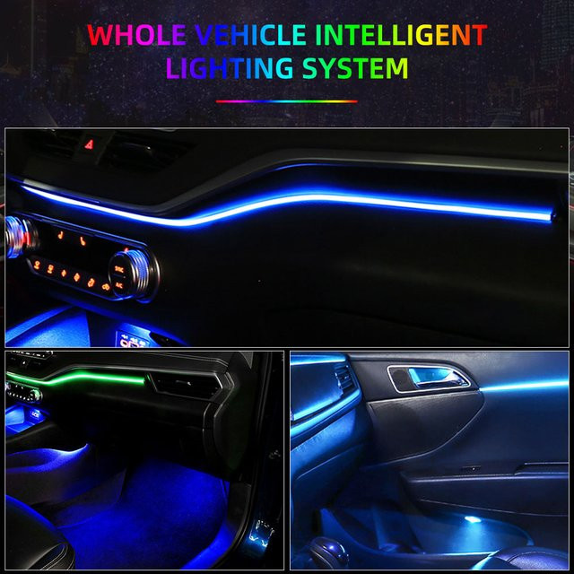 KEVANLY RGB LED Auto Ambiente Licht mit 64 Farben, Acryl Glasfaser Lichtleiter zur Innendekoration für dein Fahrzeug, Multicolour - Bild 1